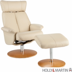 Holly & Martin Bennett Leather Recliner and Ottoman - French Vanilla