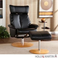 Holly & Martin Bennett Leather Recliner and Ottoman - Shimmer Black