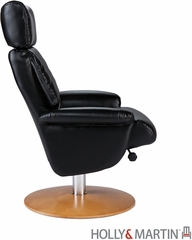 Holly & Martin Bennett Leather Recliner and Ottoman - Shimmer Black