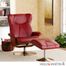 SEI Recliner and Ottoman - Brick Red Bonded Leather
