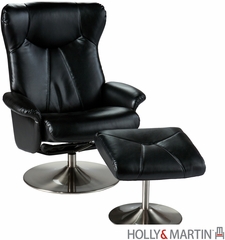 Holly & Martin Brayden Leather Recliner and Ottoman - Shimmer Black