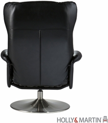 Holly & Martin Brayden Leather Recliner and Ottoman - Shimmer Black