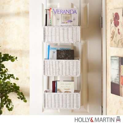SEI Over-The Door 3-Tier Basket Storage - White