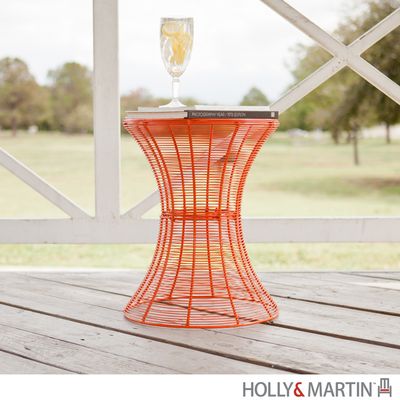 SEI Indoor/Outdoor Round Metal Accent Table, 18.5 Inch - Orange