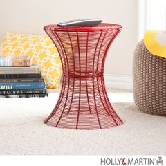 SEI Indoor/Outdoor Round Metal Accent Table, 18.5 Inch - Red
