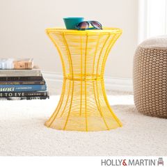 SEI Indoor/Outdoor Round Metal Accent Table, 18.5 Inch - Yellow
