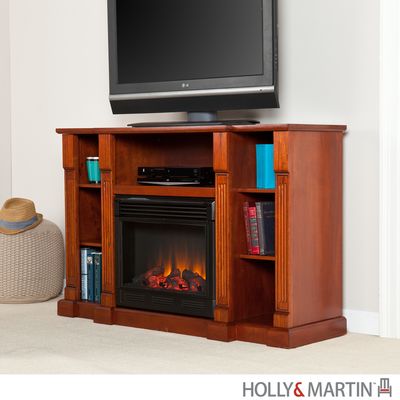 SEI Kendall Electric Media Fireplace - Classic Mahogany