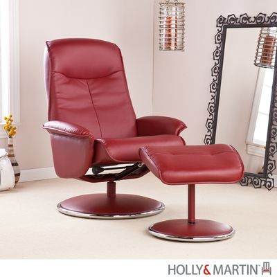 Holly & Martin Naomi Bonded Leather Recliner & Ottoman - Brick