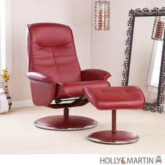 Holly & Martin Naomi Bonded Leather Recliner & Ottoman - Brick