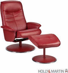 Holly & Martin Naomi Bonded Leather Recliner & Ottoman - Brick