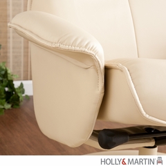 Holly & Martin Naomi Bonded Leather Recliner & Ottoman - French Vanilla
