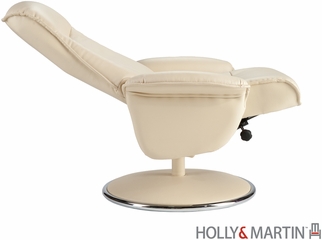 Holly & Martin Naomi Bonded Leather Recliner & Ottoman - French Vanilla