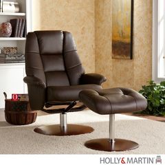 Holly & Martin Torwood Leather Recliner and Ottoman - Brown