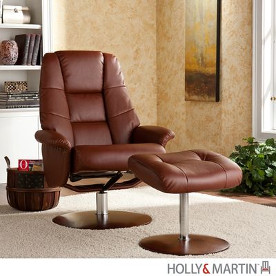 Holly & Martin Torwood Leather Recliner and Ottoman - Cognac