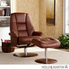 Holly & Martin Torwood Leather Recliner and Ottoman - Cognac