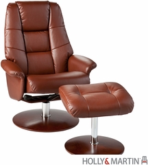 Holly & Martin Torwood Leather Recliner and Ottoman - Cognac