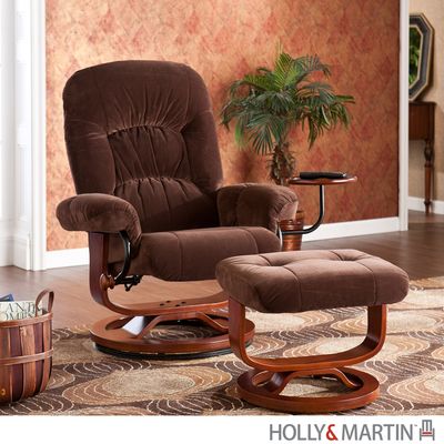 Holly & Martin Tyler Fabric Recliner and Ottoman - Chocolate