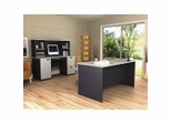 Home Office Furniture Set in Sand Granite and Charcoal - Hampton - Bestar Office Furniture