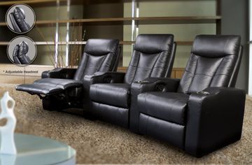 Home Theater Seating - 4 Seater in Black Leather Match - Coaster