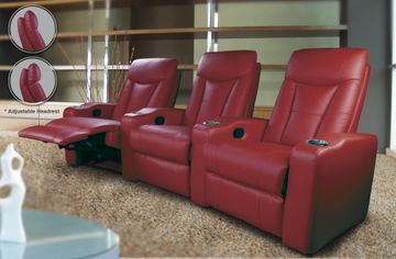 Home Theater Seating - 4 Seater in Red Leather Match - Coaster