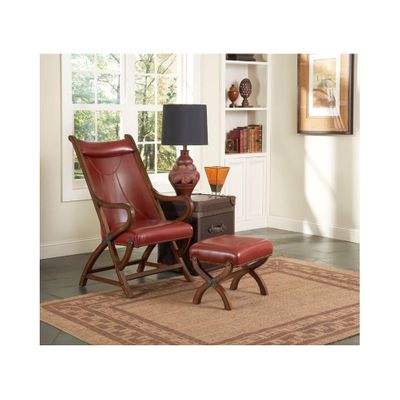 Hunter Brown Cherry / Red Leather Chair and Ottoman - Largo - LARGO-ST-L761