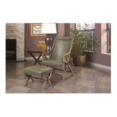 Hunter Sage Leather Chair and Ottoman - Largo - LARGO-ST-L821