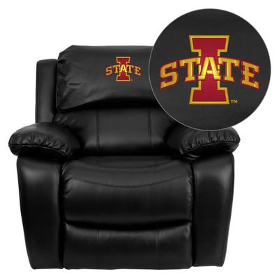 Iowa State University Cyclones Black Leather Rocker Recliner - MEN-DA3439-91-BK-45012-EMB-GG