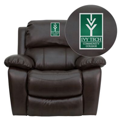 Ivy Tech Community College of Indiana Leather Rocker Recliner - MEN-DA3439-91-BRN-41038-EMB-GG