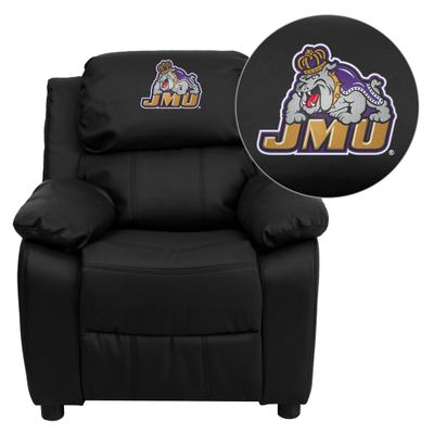 James Madison University Dukes Embroidered Black Leather Kids Recliner - BT-7985-KID-BK-LEA-40015-EMB-GG