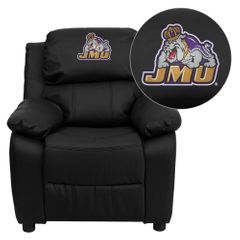 James Madison University Dukes Embroidered Black Leather Kids Recliner - BT-7985-KID-BK-LEA-40015-EMB-GG
