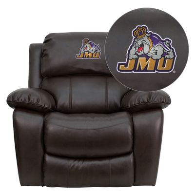 James Madison University Dukes Leather Rocker Recliner - MEN-DA3439-91-BRN-40015-EMB-GG