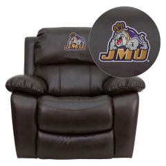 James Madison University Dukes Leather Rocker Recliner - MEN-DA3439-91-BRN-40015-EMB-GG