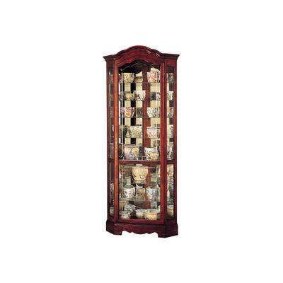 Jamestown Corner Curio Cabinet in Windsor Cherry - Howard Miller