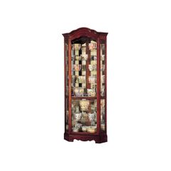 Jamestown Corner Curio Cabinet in Windsor Cherry - Howard Miller