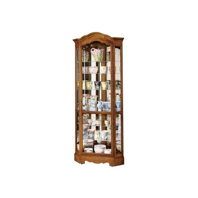 Jamestown II Corner Curio Cabinet in Oak Yorkshire - Howard Miller