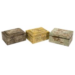 Kanan Wood Boxes In Distressed Painted Finishes (Set of 3) - IMAX - 73018-3
