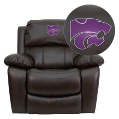 Kansas State University Wildcats Leather Rocker Recliner - MEN-DA3439-91-BRN-45013-EMB-GG