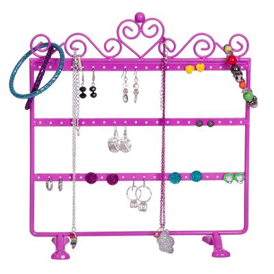 Kara Metal Scroll and Heart Jewelry Stand in Pink - 11223
