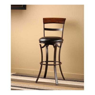 Kennedy Swivel Stool - Black / Gold With Cherry Panel Top - Hillsdale