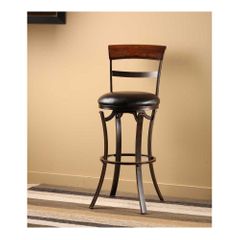 Kennedy Swivel Stool - Black / Gold With Cherry Panel Top - Hillsdale