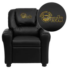 Kennesaw State University Owls Embroidered Black Vinyl Kids Recliner - DG-ULT-KID-BK-41041-EMB-GG