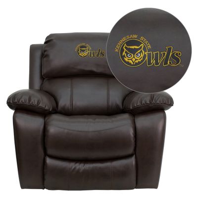 Kennesaw State University Owls Embroidered Brown Leather Rocker Recliner  - MEN-DA3439-91-BRN-41041-EMB-GG