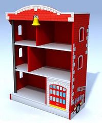 Kids Bookcase - Firehouse Bookcase - KidKraft Furniture - 76026