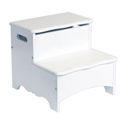 Kids Step Stool - Classic White Storage Step-Up in White - Guidecraft - G85706