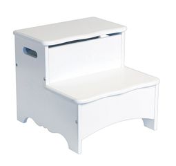 Kids Step Stool - Classic White Storage Step-Up in White - Guidecraft - G85706