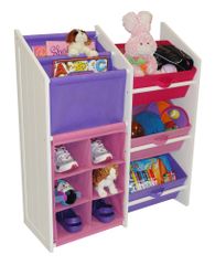 Kids Super Storage with 3 Pastel Bins, Book Holder and 6-Slot Cubby - RiverRidge - 02-041