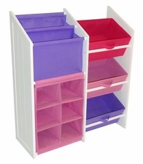Kids Super Storage with 3 Pastel Bins, Book Holder and 6-Slot Cubby - RiverRidge - 02-041
