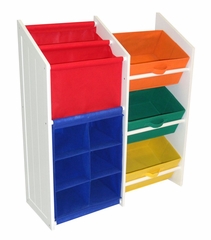 Kids Super Storage with 3 Primary Color Bins, Book Holder and 6-Slot Cubby - RiverRidge - 02-040