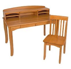 Kids Table and Chair Set - Avalon Desk with Hutch in Honey - KidKraft Furniture - 26706