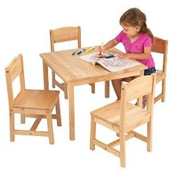Kids Table and Chair Set - Farmhouse Table and Four Chairs - KidKraft Furniture - 21421